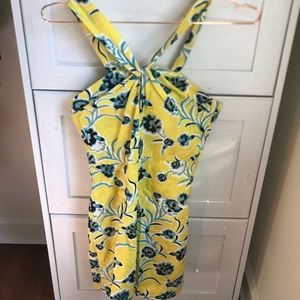 Top shop tropical  floral twist front mini dress